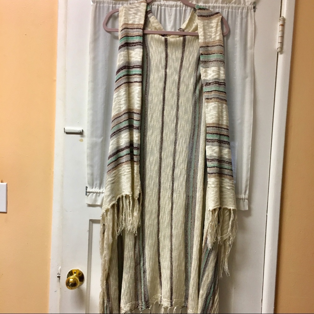 Umgee Southwest print fringed duster vest size S/M